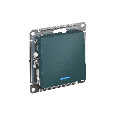 ATLASDESIGN 1-клавишный ПЕРЕКЛЮЧАТЕЛЬ с подсветкой, сх.6а, 10АХ, быстрозажимные клеммы, ИЗУМРУД