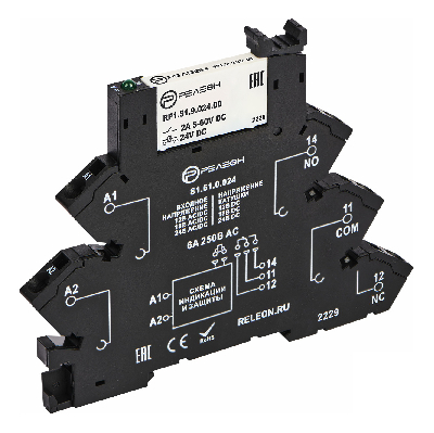 Интерфейсный модуль реле, 1 перекидной контакт, 6А, 24В AC/DC, пружинные зажимы