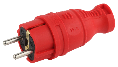 Вилка каучуковая з/з прямая 16A IP44 красная V8-RED-IP44 ЭРА