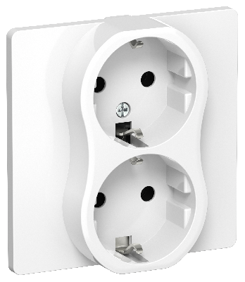 FLITE Розетка 2-местная с заземлением без защитных шторок безвинтовое крепление 16А в сборе РС12-1-К-ФлБ белый IEK
