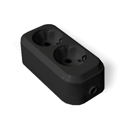 Колодка 2 гнезда с/з AБС-пластик еврослот черный