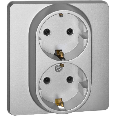Розетка 2 x 2К+З немецкий стандарт 16 А 250 В~ INSPIRIA алюминий