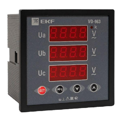 Вольтметр цифровой VD-963 на панель (96х96) трехфазный PROxima