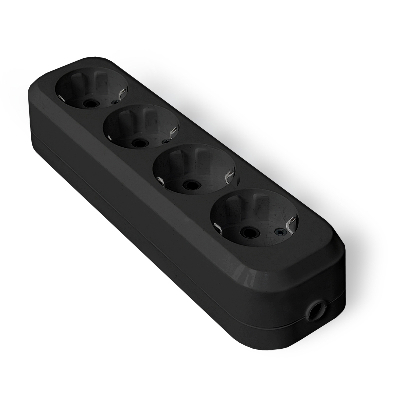 Колодка 4 гнезда с/з AБС-пластик еврослот черный