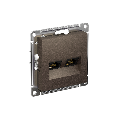 Розетка ATLASDESIGN двойная компьютерная RJ45+RJ45 категория 5E механизм мокко