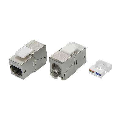 Модуль Keystone RJ45 CAT6A экранированный (STP) 90градусов серебристый