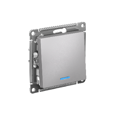 ATLASDESIGN 1-клавишный ПЕРЕКЛЮЧАТЕЛЬ с подсветкой, сх.6а, 10АХ, быстрозажимные клеммы, АЛЮМИНИЙ