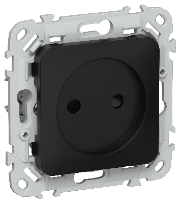 FLITE Розетка без заземления с защитными шторками безвинтовое крепление 10А РСш01-1-ФлЧ черный IEK