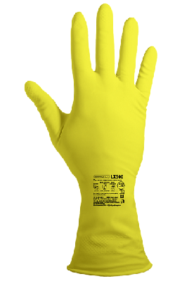 Перчатки химостойкие латексные с внутренним хлопковым напылением, толщина 0,35 мм,  желтые ArmProtect LX500,  р.S (7)