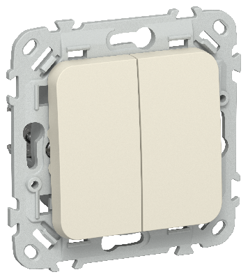 FLITE Выключатель 2-клавишный 10А ВС12-1-0-ФлСл сливочный IEK