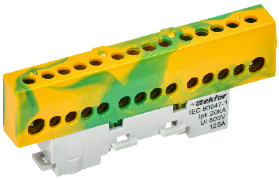 TEKFOR Шина PE земля изолированная на универсальном держателе 8х12-14-ЖЗ IEK