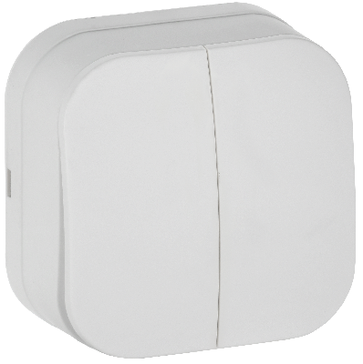 GLORY Выключатель 2-клавишный для открытой установки 10А ВС20-2-0-ХБм белый матовый IEK