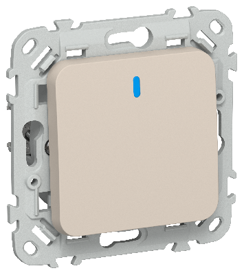 FLITE Выключатель 1-клавишный с индикацией 10А ВС11-1-1-ФлЛ льняной IEK