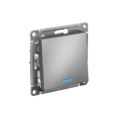 ATLASDESIGN 1-клавишный ПЕРЕКЛЮЧАТЕЛЬ с подсветкой, сх.6а, 10АХ, быстрозажимные клеммы, СТАЛЬ