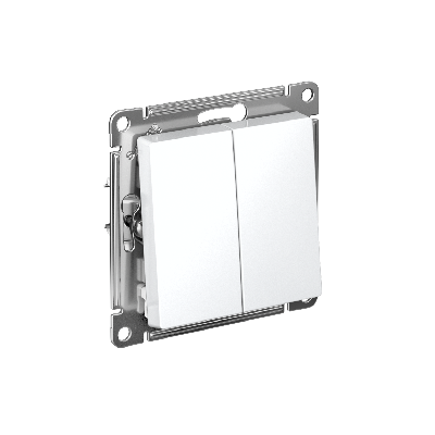 ATLASDESIGN 2-клавишный ПЕРЕКЛЮЧАТЕЛЬ, сх.6/2, 10АХ, быстрозажимные клеммы, БЕЛЫЙ