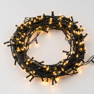 Гирлянда с контроллером 10 м 200 миниламп накаливания теплый зеленый провод WARM WHITE IP20 MINI