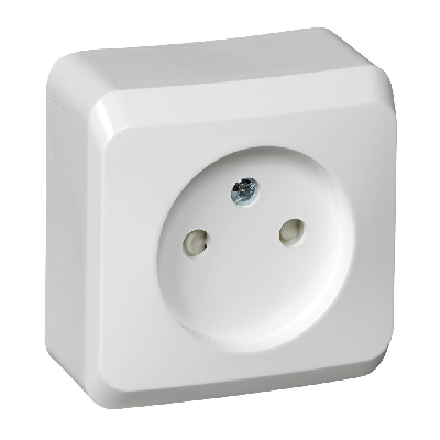 ЭТЮД Розетка наружная без заземления со шторками белая