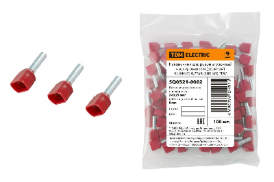 Наконечник штыревой втулочный изолированный (двойной) НШвИ (2) 0,75х8 (100 шт) TDM