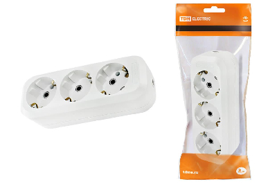 Колодка розеточная 3 гнезда 2П+3 16А 250В белая