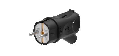 Вилка 2К+З угловая каучуковая 16А/250В IP44 Чёрная MultiSet