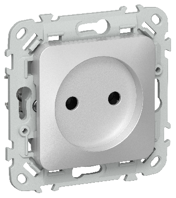 FLITE Розетка без заземления без защитных шторок безвинтовое крепление 10А РС01-1-ФлА алюминий IEK