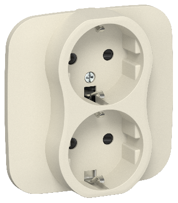 FLITE Розетка 2-местная с заземлением с защитными шторками безвинтовое крепление 16А в сборе РСш12-1-А-ФлСл сливочный IEK