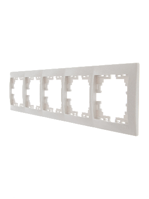 MIRA Рамка 5 постов горизонтальная белая без вставок