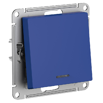 ATLASDESIGN переключатель одноклавишный с подсветкой, сх.6а, 10АХ, механизам, АКВАМАРИН