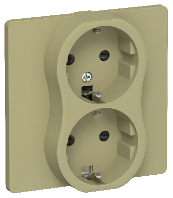 FLITE Розетка 2-местная с заземлением с защитными шторками безвинтовое крепление 16А в сборе РСш12-1-К-ФлО оливковый IEK