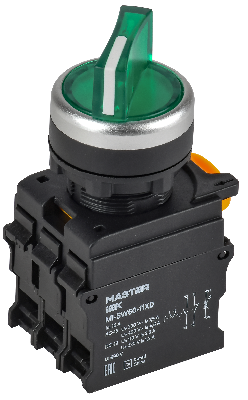 Переключатель с подсв. 2 полож. 1NO+1NC зелёный MASTER IEK