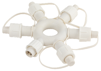 Разветвитель ERAPS-OR2 круговой для гирлянд 6 гнезд IP44 ПВХ 24 В