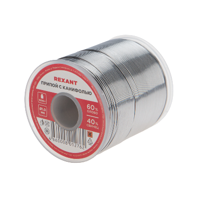 Припой с канифолью, 1000 г, 1.0 мм, (олово 60%, свинец 40%)