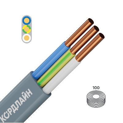 Кабель силовой КОРДЛАЙН ВВГ-Пнг(А)-LS 3x4ок(N,PE)-0,66 100м ТРТС