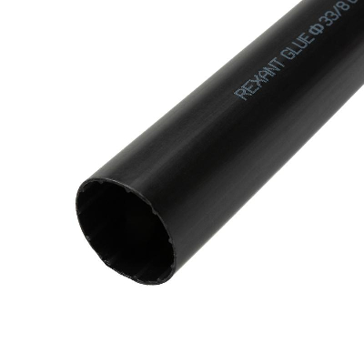 Трубка термоусадочная клеевая СТТК (3-4:1) 33/8 мм, среднестенная черная, 4 шт. по 1 м