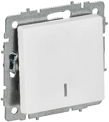 BRITE Выключатель 1-клавишный с индикацией 10А ВС10-1-1-БрАБ арктический белый IEK