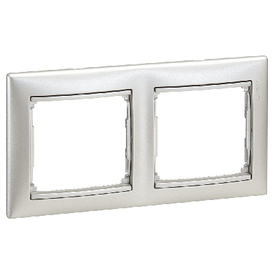 VALENA Рамка 2 поста горизонтальная алюминий