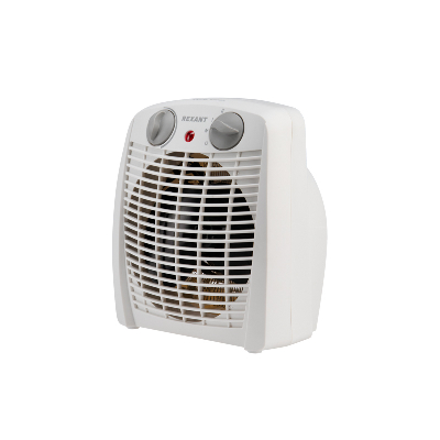 Тепловентилятор электрический настольный 2кВт со спиральным нагревательным элементом, белый