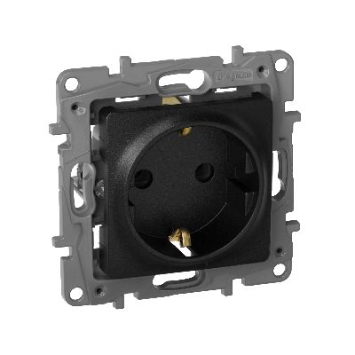 ETIKA Розетка 2К+З немецкий стандарт винтовые зажимы 16 А 250 В антрацит