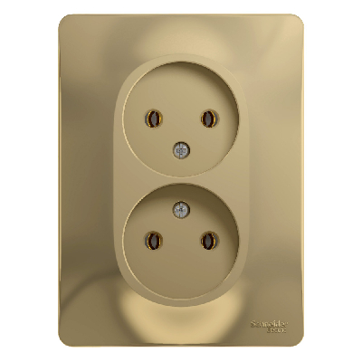 GLOSSA Розетка двойная без заземления в сборе титан