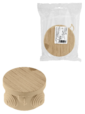 Распаячная коробка ОП D65х40мм, крышка, сосна, IP54, 4вх. инд. штрихкод