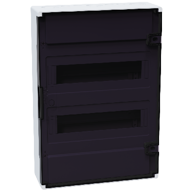 Щит распределительный навесной с пласт. черной прозрачной дверцей на 24 модуля, OptiBox Pro 24-NKR-IP40