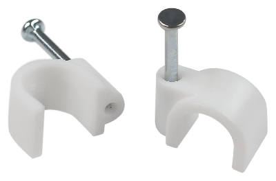 Скоба пластиковая крепежная круглая 12 мм белая NO-225-281 (10 шт/уп)