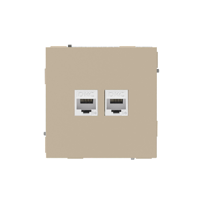 Компьютерная розетка RJ-45 без шторки, кат.5е двойная, KANT, ванильный марципан