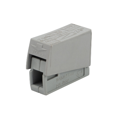 Строительно-монтажная клемма СМК 224-101 для светильника на 1 проводник (1,0-2,5)/(0,5-2,5) кв мм, серая (10 шт./уп.), REXANT