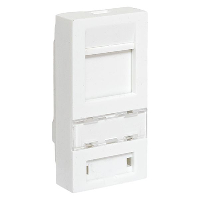 Вставка розеточная TERACOM PRO 45x22.5мм формат Mosaic на 1 модуль Keystone со шторкой и маркером белая