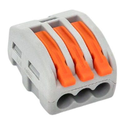 Клемма СМК 222-413 с рычагом 3 отверстия 0,08-2,5(4.0)мм2 (100шт.) EKF