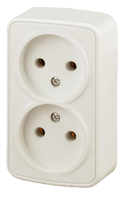 Розетка 2х2P, 16A-250В, ОУ, Polo, сл.кость, 3-203-02