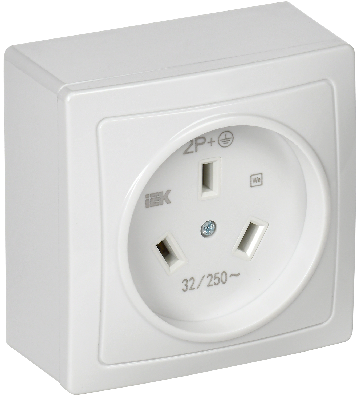 Розетка разборная для плиты с з/к открытой        установки белая 32А Рпл10-К IEK