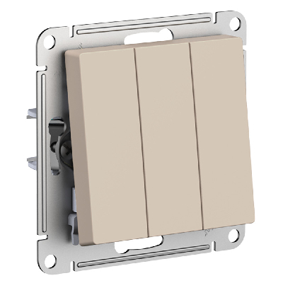 ATLASDESIGN выключатель трехклавишный, сх.1+1+1, 10АХ, механизм, ПЕСОЧНЫЙ