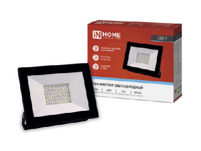 Прожектор светодиодный СДО-7 50Вт 6500К IP65 черный IN HOME